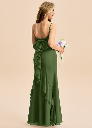 Azazie Lioren Junior 인어 절하다 쉬폰 플로어 길이 주니어 신부 들러리 드레스 image1