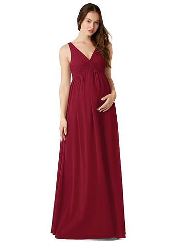 burgundy maternity wedding guest dress Monroe Burgundy Crew-Neck Maternity Maxi Dress With Drop-Waist – Club L  London main image 0