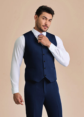 front James Blue Structured Stretch Suit Vest
