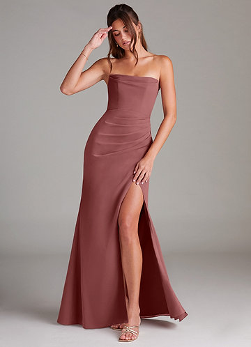 Azazie Leonis Bridesmaid Dresses Amethyst Sheath Strapless Chiffon Convertible Dress image1