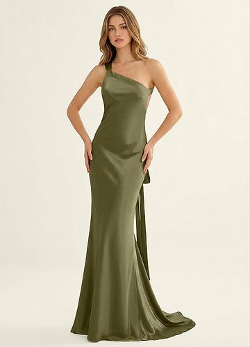 Persephone Verde Agave Vestido de baile de cetim image1