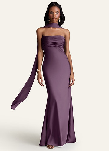 front Azazie Cachecol de cetim elástico com cores combinando