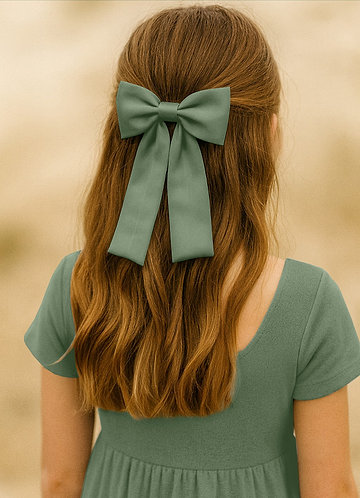 front Girls Satin Bow Hair Clip Set