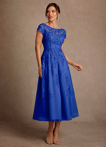 Azazie Jolanda Mother of the Brides Dresses Royal Blue A-Line Lace Dress image1