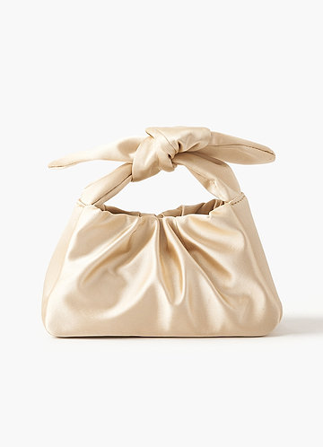 front Satin Knotted Handle Handbag