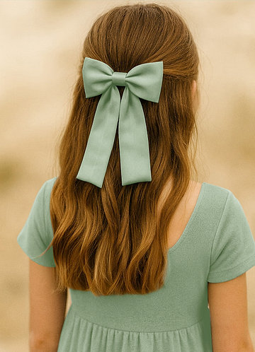 front Conjunto de presilhas de cabelo com laço de cetim para meninas