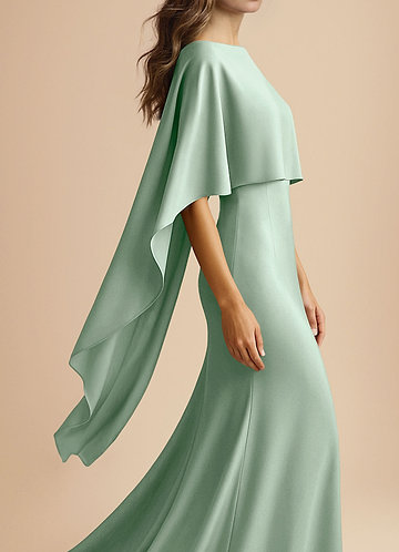 front Azazie Cape multi-positions en satin extensible de couleur assortie