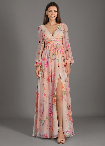 Norah Abstract Bouquet Floral Bow Maxi Dress image1