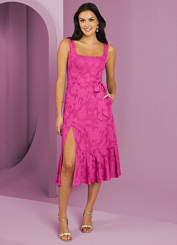 Barbie ♥ Azazie Robes Demoiselle d'honneur Robe Trapèze en Blumen-Burnout avec poches Barbie Rose image1