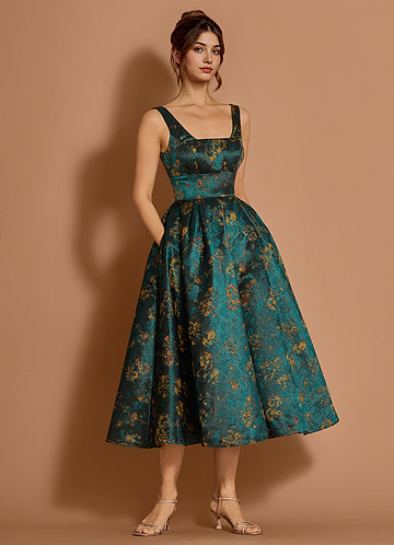 Jenna Deep Green Midi Dress image1