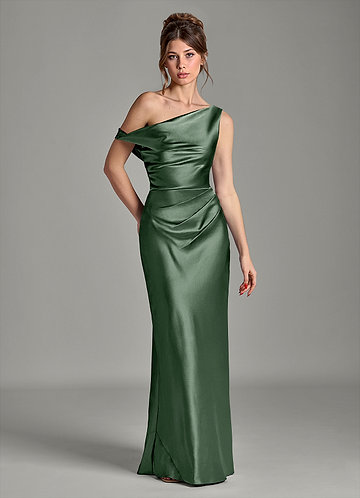 Eucalyptus Metallic Satin Bridesmaid Dresses | Azazie