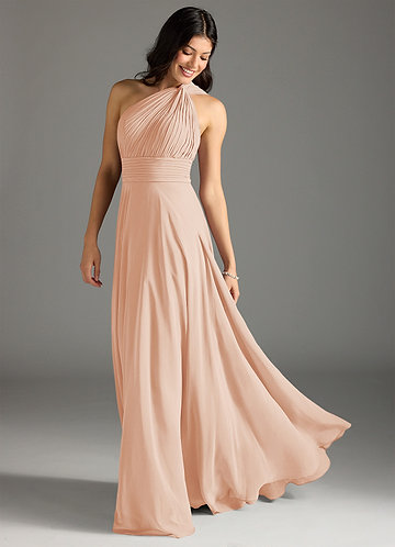 Azazie Charlize Bridesmaid Dresses English Rose A-Line One Shoulder Chiffon Dress image1