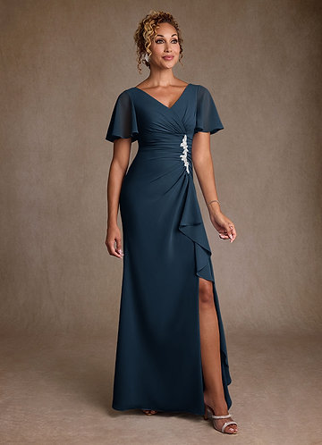 vintage boho mother of the bride dresses Professor Oxford Midnight Blue mikado SIZE:38 X 32