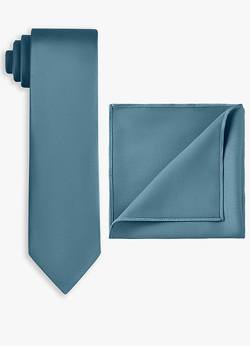 front Set van brede stretch satijnen stropdas en pochet