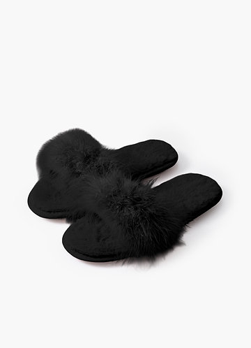 front Chaussons pelucheux à bandes croisées