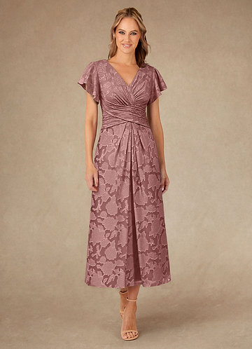 Vera Mother of the Brides Dresses Dusty Rose A-Line Pleated Floral Burnout Dress image1