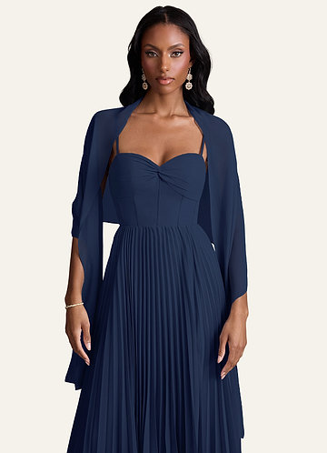 Azazie Endora Dark Navy A-Line Scoop Lace Chiffon Dress Ready to