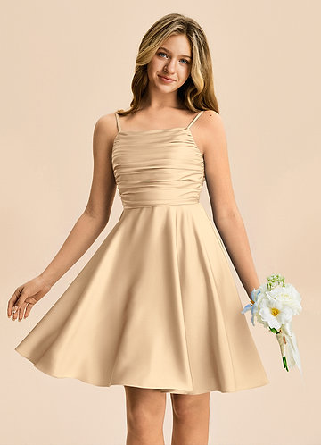 Azazie Bondi Junior Bridesmaid Dress in Champagne | Azazie