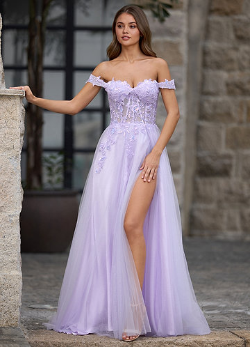 Gossamer Purple Off-the-Shoulder Prom Dress image1