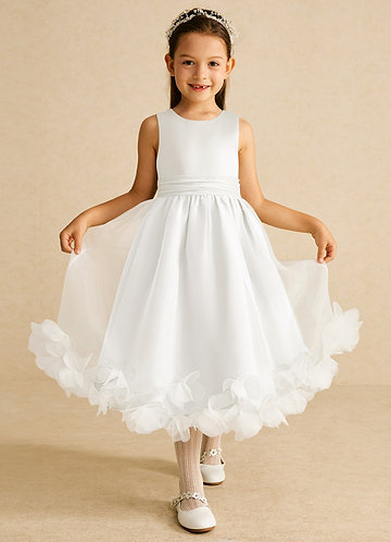 Azazie Stardust Blumenkinder Kleider A-Linie ärmellos Organza Kleid Elfenbein image1