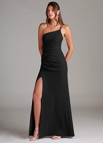 black stretch crepe bridesmaid dress
