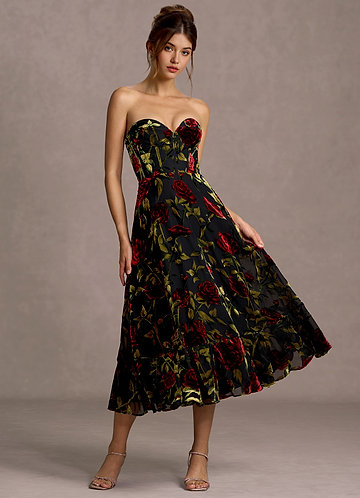 Zerina Black Multi Midi Dress image1