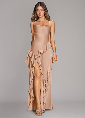 Azazie Sloane Bridesmaid Dresses English Rose A-Line Sweetheart Neckline Stretch Satin Dress image1