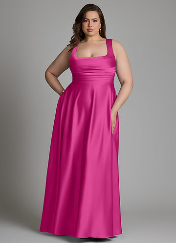 hot pink plus size bridesmaid dresses Fuchsia matron of honor dresses plus size