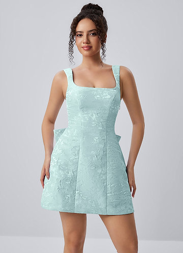 Thalassiana Mint Green Tank Jacquard Bows A-Line Mini Dress image1
