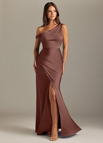 Azazie Madelyn Vestidos Dama de Honor Vestido de Expresado de Satén Elástico de Corte Sirena Convertible con Vestidos sin tirantes image1