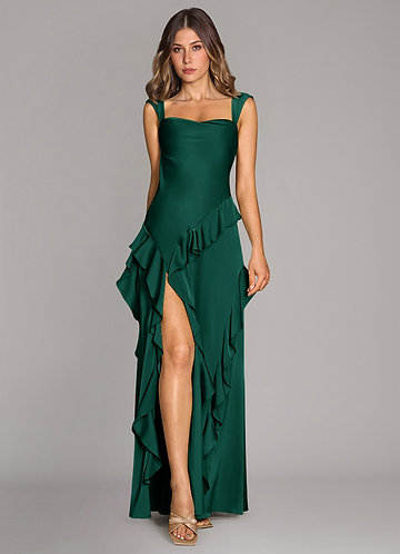 Emerald Green Satin Bridesmaid Dresses | Azazie Emerald Green Satin Bridesmaid Dresses | Azazie