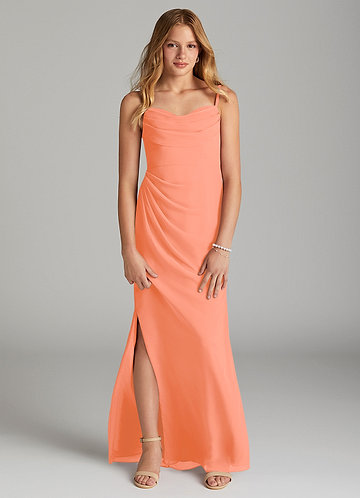 Azazie Mai Junior Sunset Sheath Pleated Chiffon Dress image1