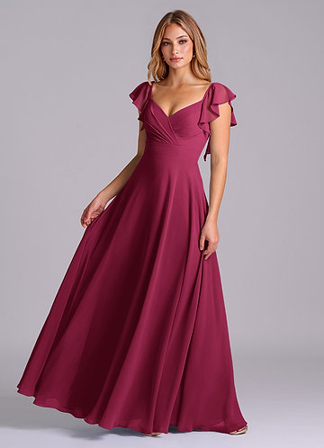 Leilani Bridesmaid Dresses Burgundy A-Line Pleated Chiffon Dress image1
