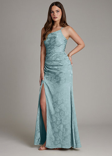 Light Blue Jacquard Bridesmaid Dresses | Azazie