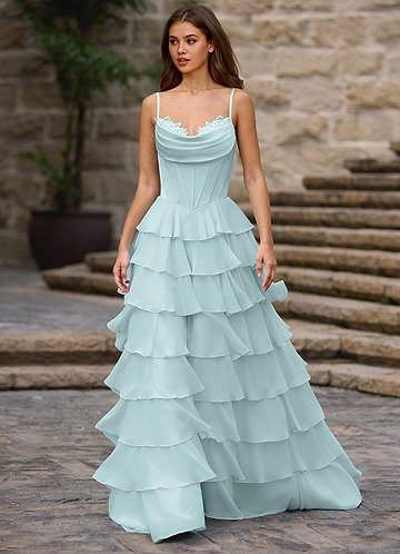 Floralace Mist Ruffled A-line Prom Dress image1