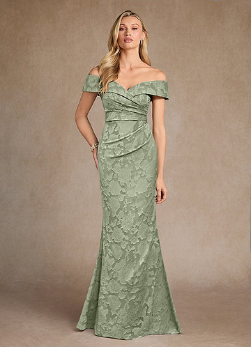 Azazie Canton Abiti da Mamma Sposa Abito Sirena in Burnout Floreale a Spalla Scoperta Agave image1