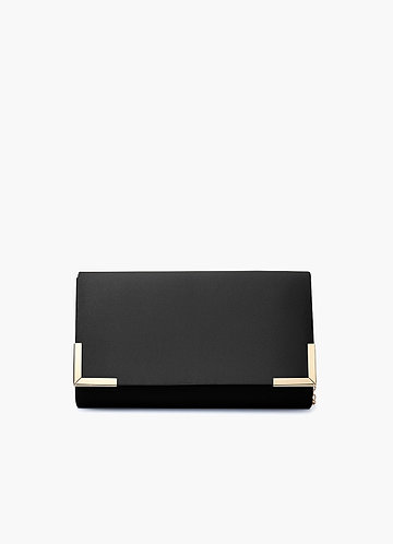 front Matching Color Matte Satin Envelope Clutch Bag