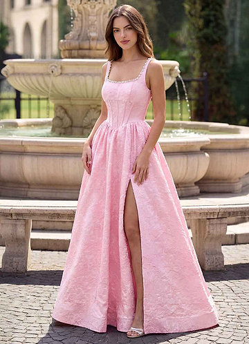 Thyme Rosado Vestido de fiesta con flores 3D de corte A image1