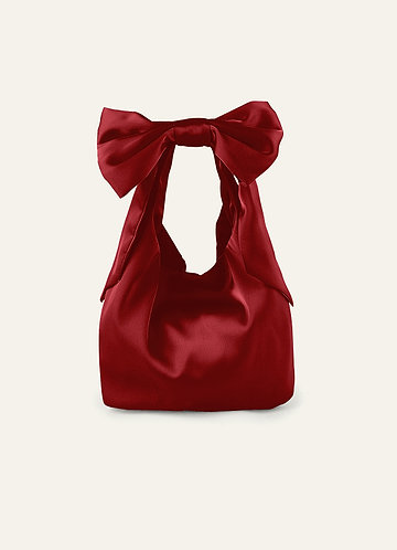 front Bolso de mano con lazo de satén elástico de color a juego