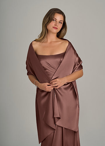 front Azazie Matching Color Metallic Satin Shawl