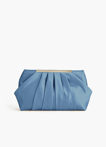 front Matching Color Matte Satin Pleated Clutch