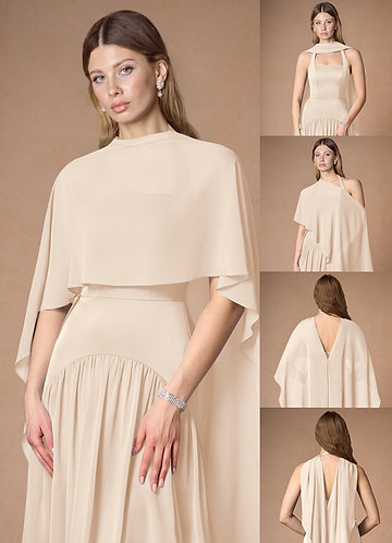 front Azazie Matching Color Chiffon Multiway Cape