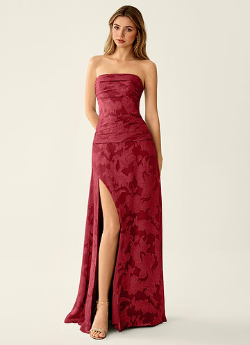 Arabella Grace Robijn Rood Jacquard korset glinsterende galajurk image1