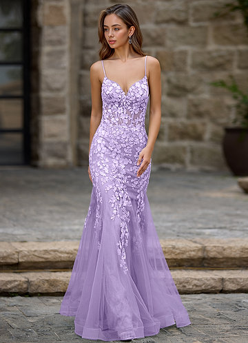 Dentelle Purple Mermaid Prom Dress image1
