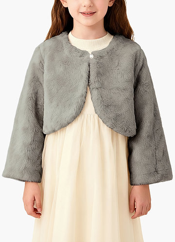 front Flower Girl Faux Fur Jacket