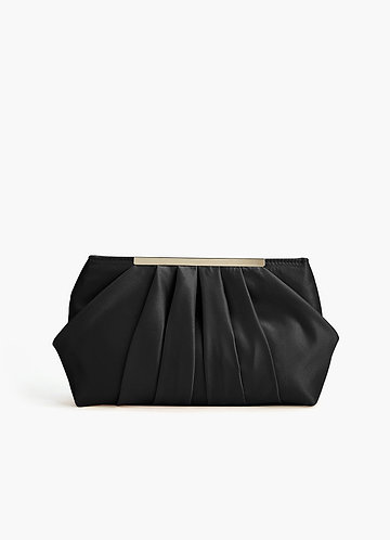 front Matching Color Matte Satin Pleated Clutch
