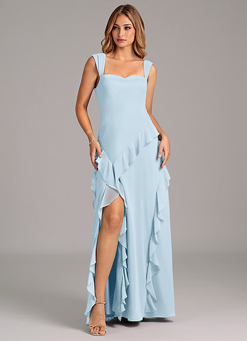 Azazie Sloane Bridesmaid Dresses Sky Blue A-Line Sweetheart Neckline Chiffon Dress image1