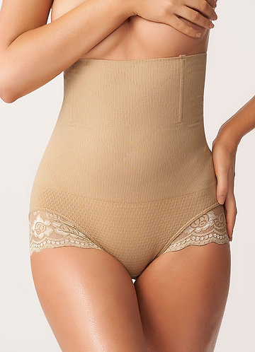 front_High Waisted Control Butt Lifter Lace Panty