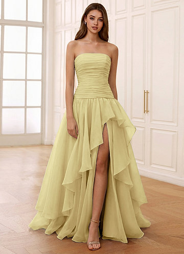 Ocavivien Yellow Tulle Prom Dress image1