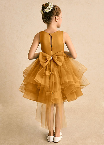 Azazie Tinie Flower Girl Dresses Butterscotch Ball-Gown Bow Tulle Dress image1